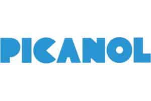 The image shows the Picanol logo with the company name in bold blue uppercase letters on a white background.