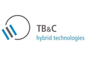 TB&C hybrid technologies logo with three diagonal bars inside a circle and text reading TB&C hybrid technologies on a white background.