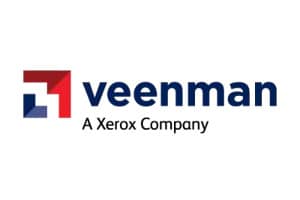 Veenman logo with geometric red and blue icon, and text reading veenman, A Xerox Company on a white background.